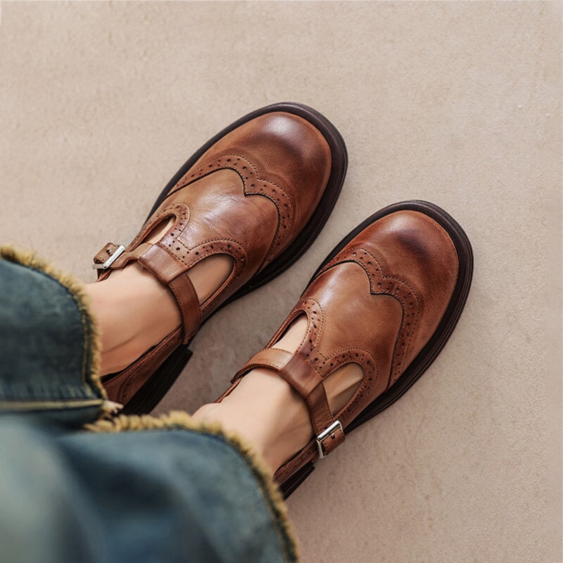 Lenara - Women's Retro Brogue Leather Shoes