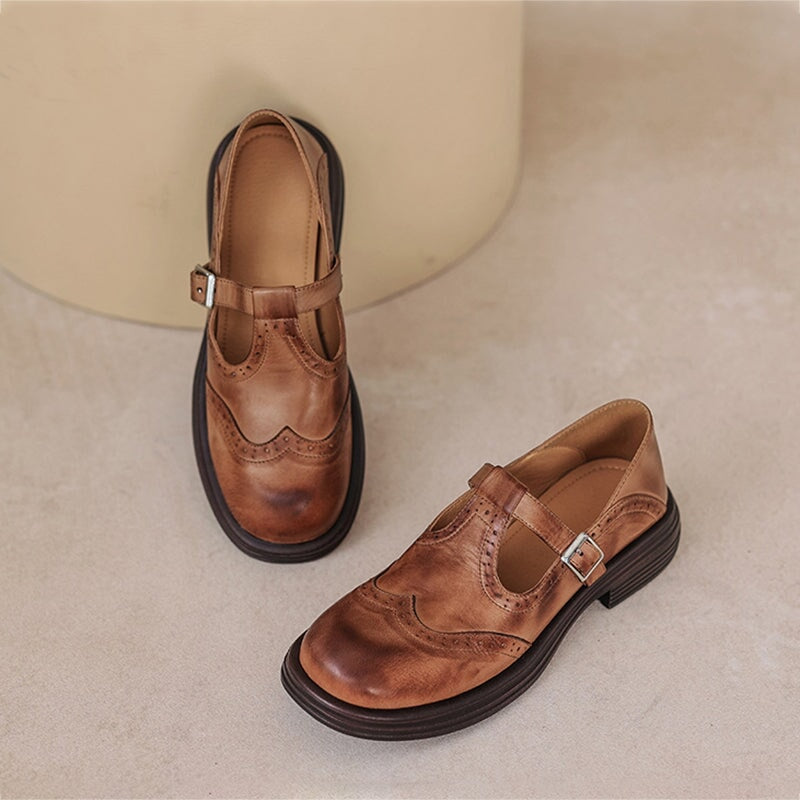 Lenara - Women's Retro Brogue Leather Shoes