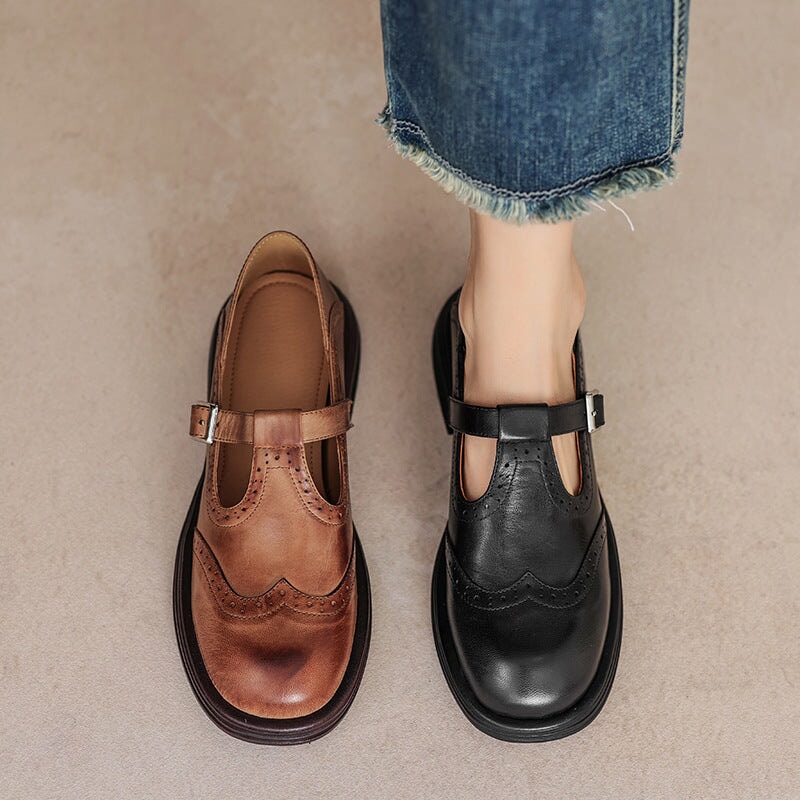 Lenara - Women's Retro Brogue Leather Shoes